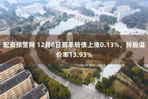 配资预警网 12月6日晨丰转债上涨0.13%，转股溢价率13.93%