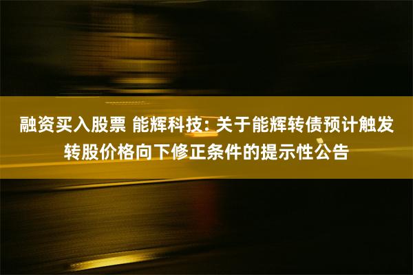 融资买入股票 能辉科技: 关于能辉转债预计触发转股价格向下修