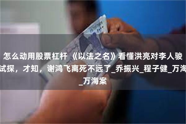 怎么动用股票杠杆 《以法之名》看懂洪亮对李人骏的试探，才知，